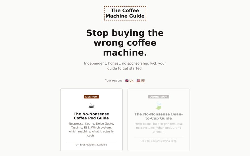 The Coffee Machine Guide website